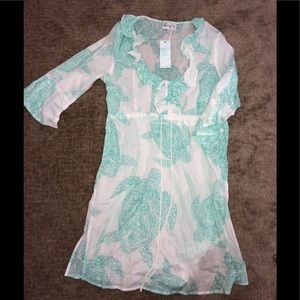 NWT Mud Pie aqua & white turtle swim cover up
